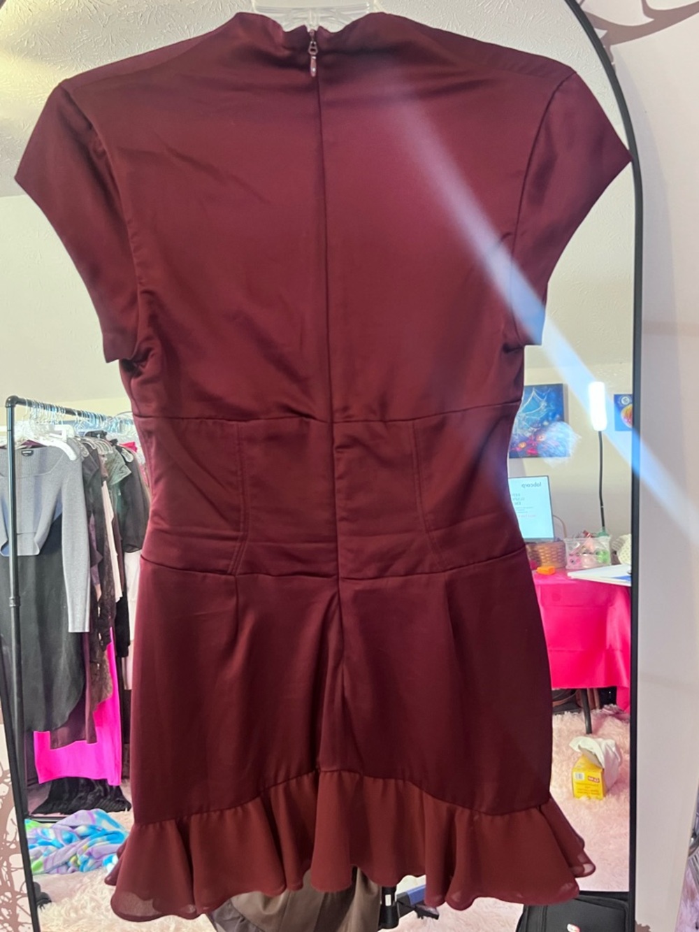 House of CB TIANNA Wine Red Ruffle Corset Dress - Picture 4 of 7